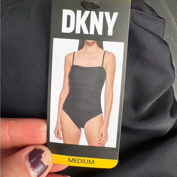 DKNY black Ruched One-Piece Swimsuit - Picture 4 of 7